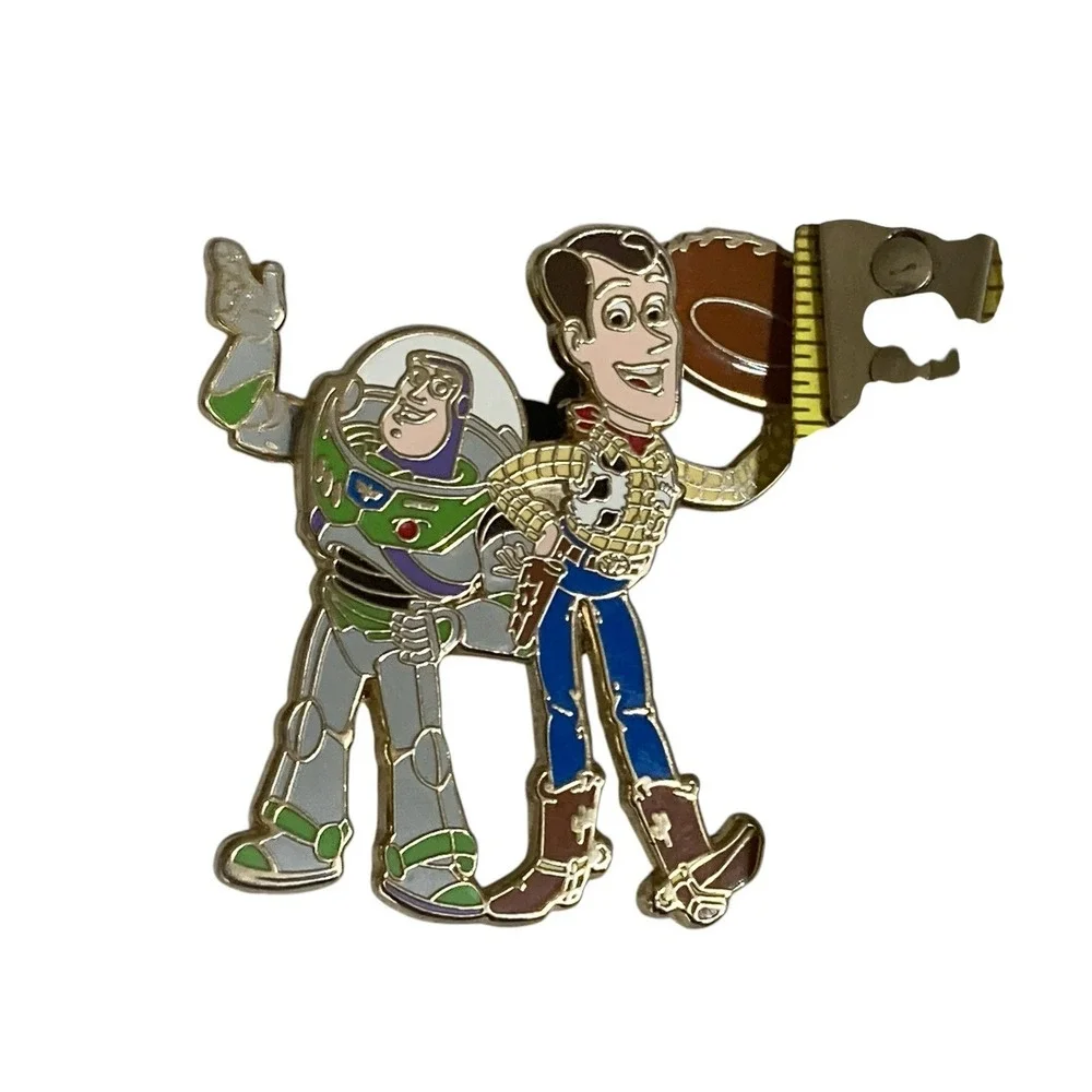 Woody Buzz Lightyear Toy Story Waving Pin Disney  Arms Move‎ Vintage  1.75 in